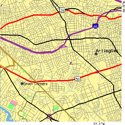 Zip code 22203 close-up map
