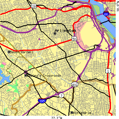 Zip code 22204 close-up map