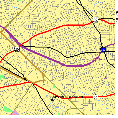 Zip code 22205 close-up map