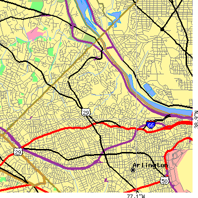 Zip code 22207 close-up map