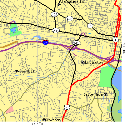 Zip code 22303 close-up map