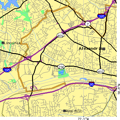 Zip code 22304 close-up map