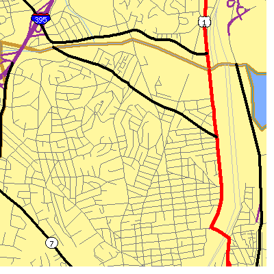 Zip code 22305 close-up map