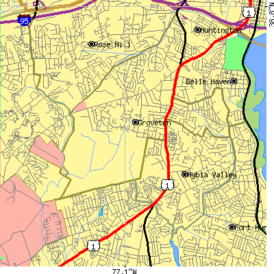 Zip code 22306 close-up map