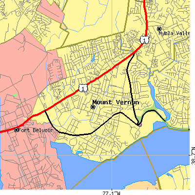 Zip code 22309 close-up map