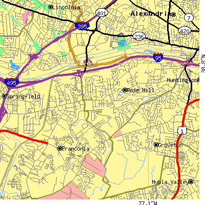 Zip code 22310 close-up map