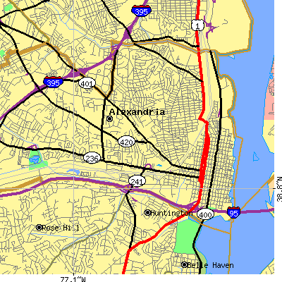 Zip code 22314 close-up map