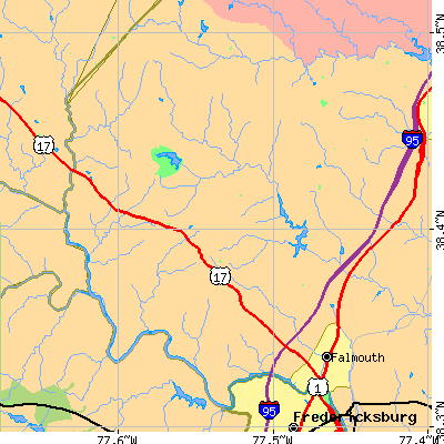 Zip code 22406 close-up map