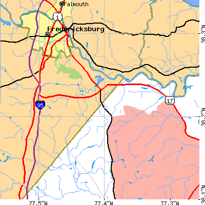 Zip code 22408 close-up map