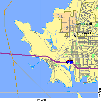 Zip code 94801 close-up map