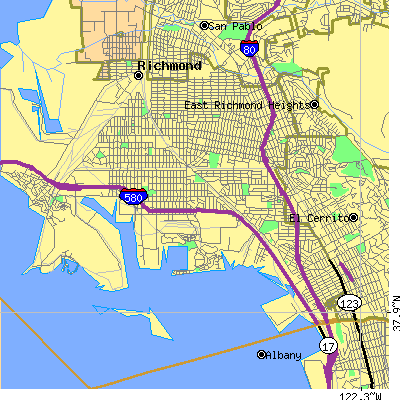 Zip code 94804 close-up map