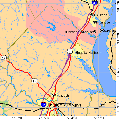 Zip code 22554 close-up map