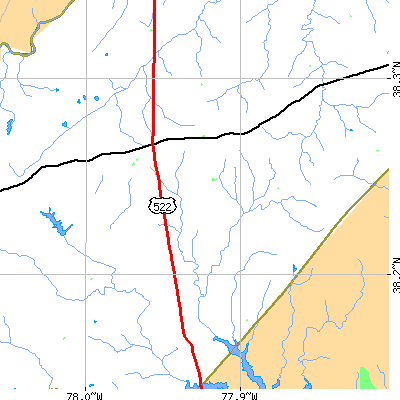 Zip code 22567 close-up map