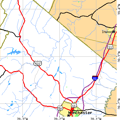 Zip code 22603 close-up map