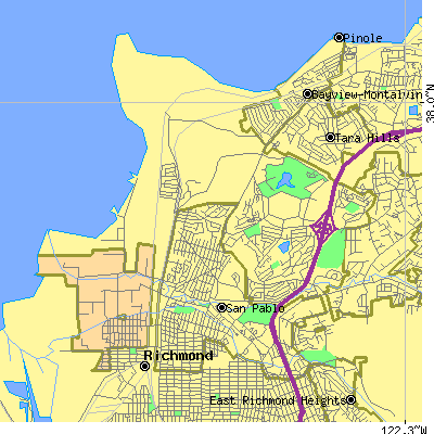 Zip code 94806 close-up map