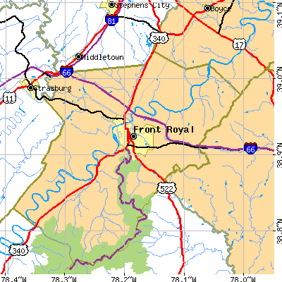 Zip code 22630 close-up map