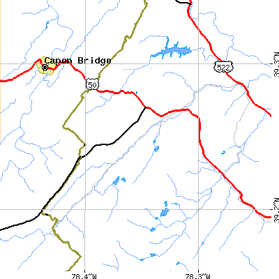 Zip code 22637 close-up map