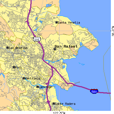 Zip code 94901 close-up map