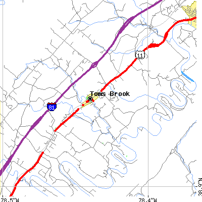 Zip code 22660 close-up map