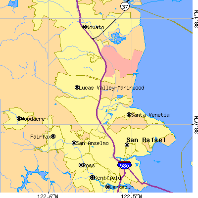 Zip code 94903 close-up map