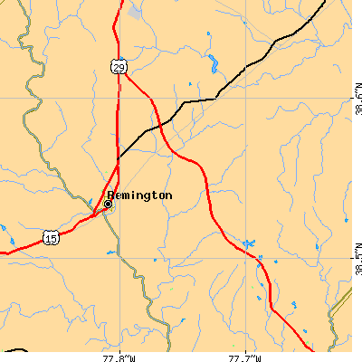 Zip code 22712 close-up map