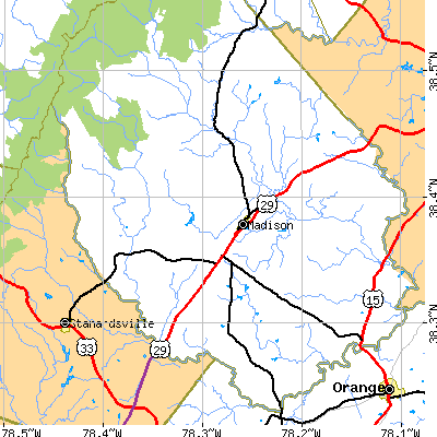 Zip code 22727 close-up map