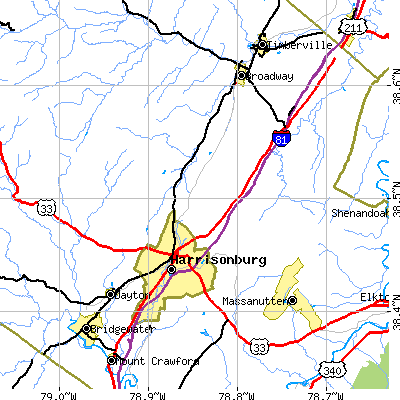 Zip code 22802 close-up map