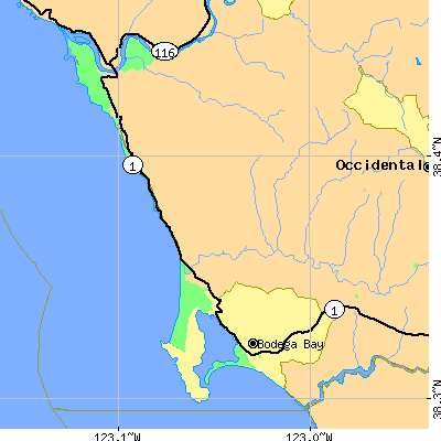 Zip code 94923 close-up map