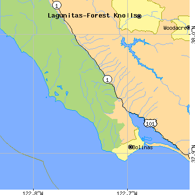 Zip code 94924 close-up map