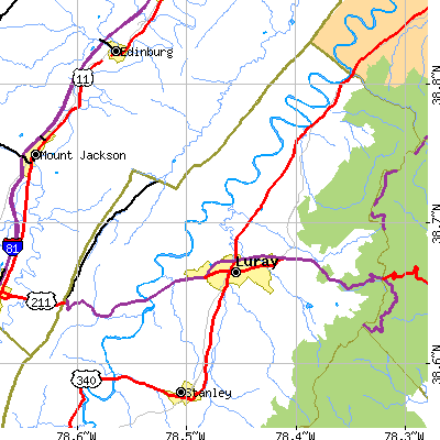 Zip code 22835 close-up map