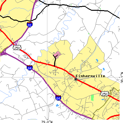 Zip code 22939 close-up map