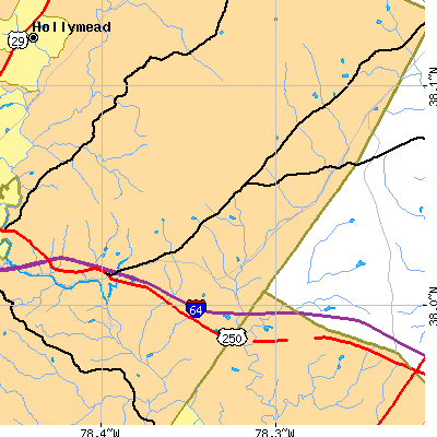 Zip code 22947 close-up map
