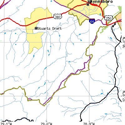 Zip code 22952 close-up map