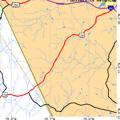 Zip code 22959 close-up map