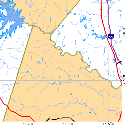 Zip code 23015 close-up map