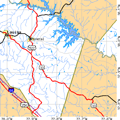 Zip code 23024 close-up map