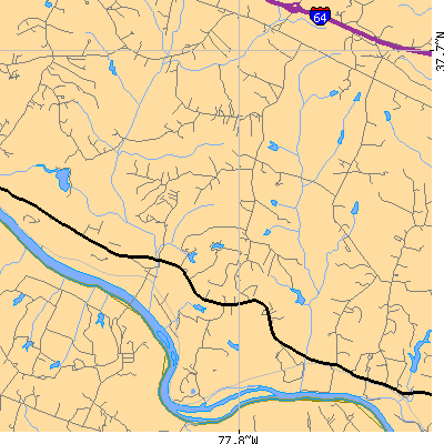 Zip code 23039 close-up map