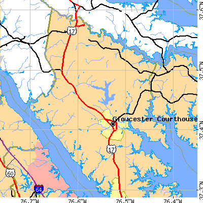 Zip code 23061 close-up map