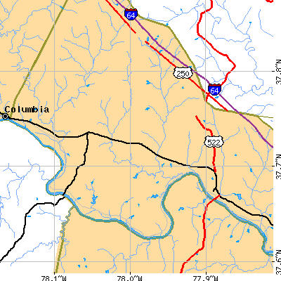 Zip code 23063 close-up map