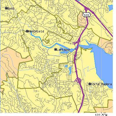 Zip code 94939 close-up map