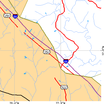 Zip code 23065 close-up map