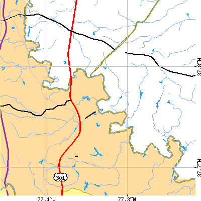 Zip code 23069 close-up map