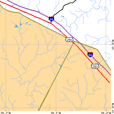 Zip code 23084 close-up map