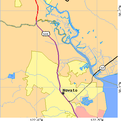 Zip code 94945 close-up map