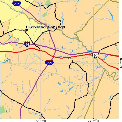 Zip code 23150 close-up map