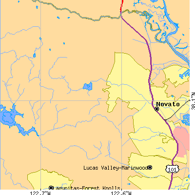 Zip code 94947 close-up map