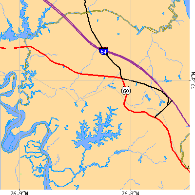 Zip code 23168 close-up map
