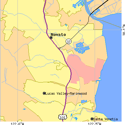 Zip code 94949 close-up map