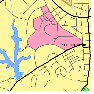 Zip code 23186 close-up map