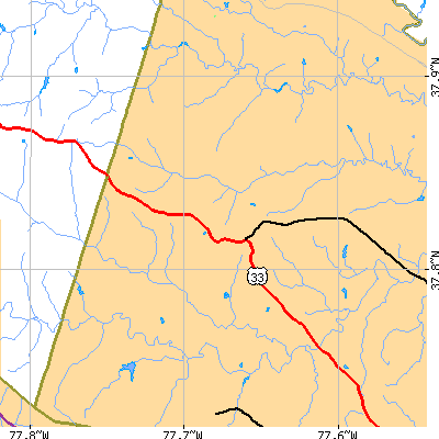 Zip code 23192 close-up map